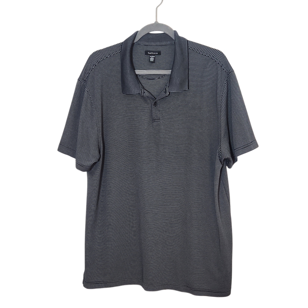 Van Heusen Black and Gray Stripe Short Sleeve Polo Size XL